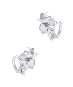 Heart Shaped CZ Silver Stud Earring STS-6492